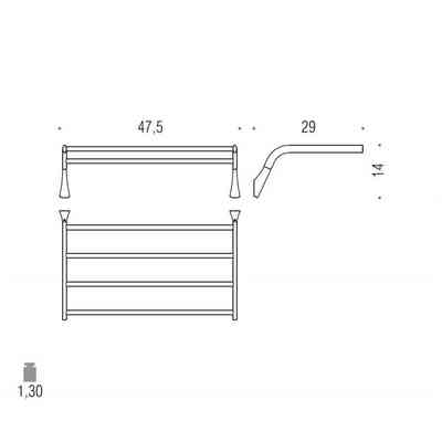 Etagère porte-serviettes en laiton chromé, 47 cm - Rack, Colombo Design