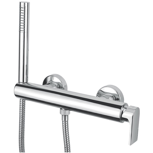 External chromed shower or bath mixer complete with modern style hand shower - Simple, Rubinetteria Bugnatese