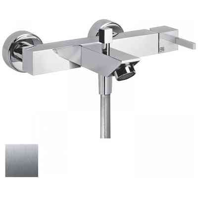 External square bath/shower mixer with brushed nickel water outlet - Hito Quarantuno, Geda