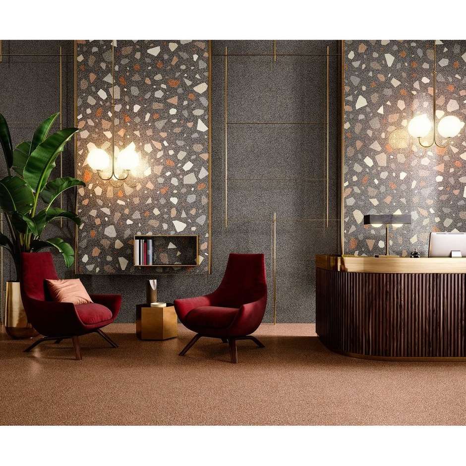 Feinsteinzeug aus mattem Terrakotta-Marmor, Fire 90x90 - Newdecò, Ceramica Sant'Agostino