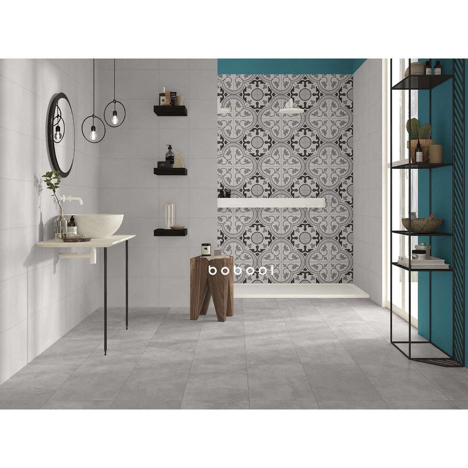 Feinsteinzeug Betonoptik Silbergrau, 29,6x59,5 cm, Silber, rektifiziert - Uptown, Dom Ceramiche