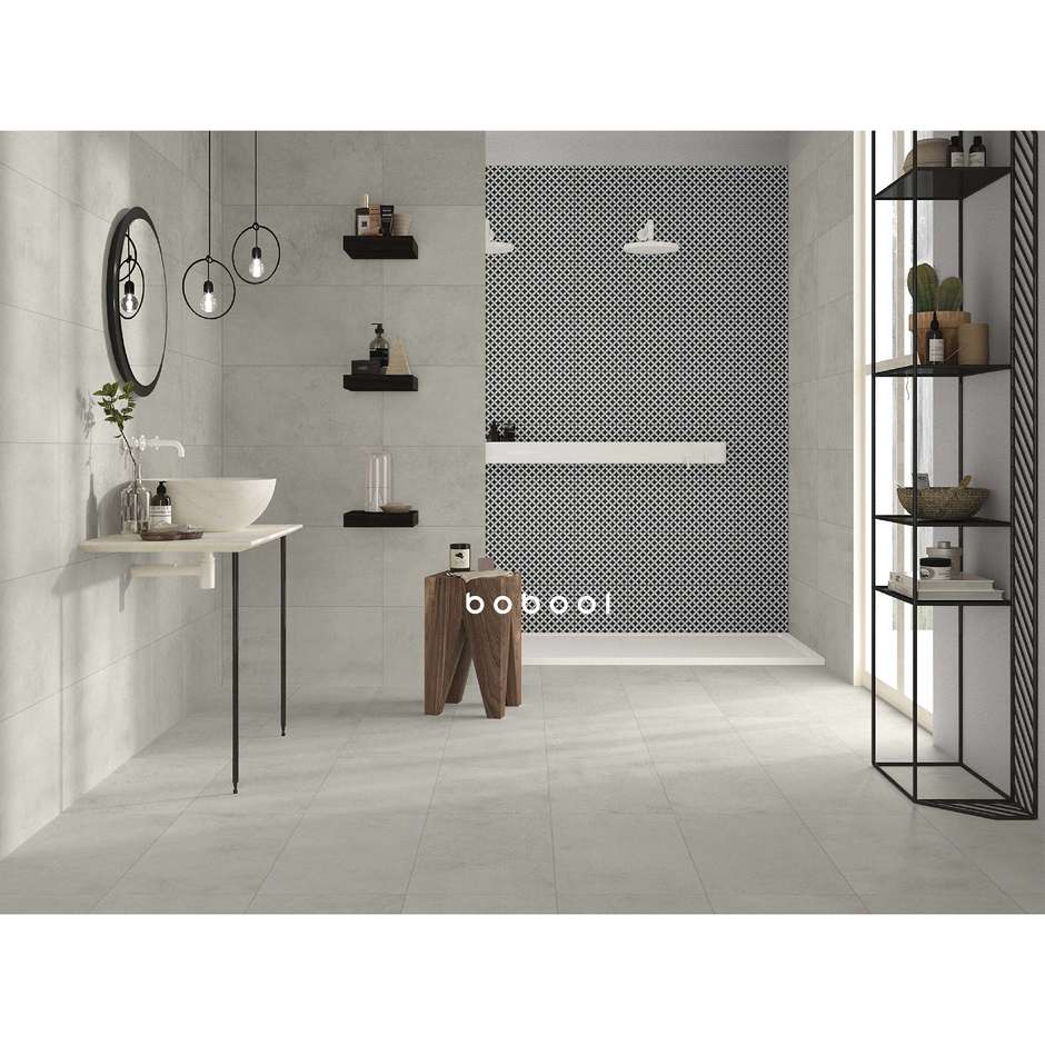 Feinsteinzeug in Betonoptik, 29,6x59,5 cm Weiß - Uptown, Dom Ceramiche