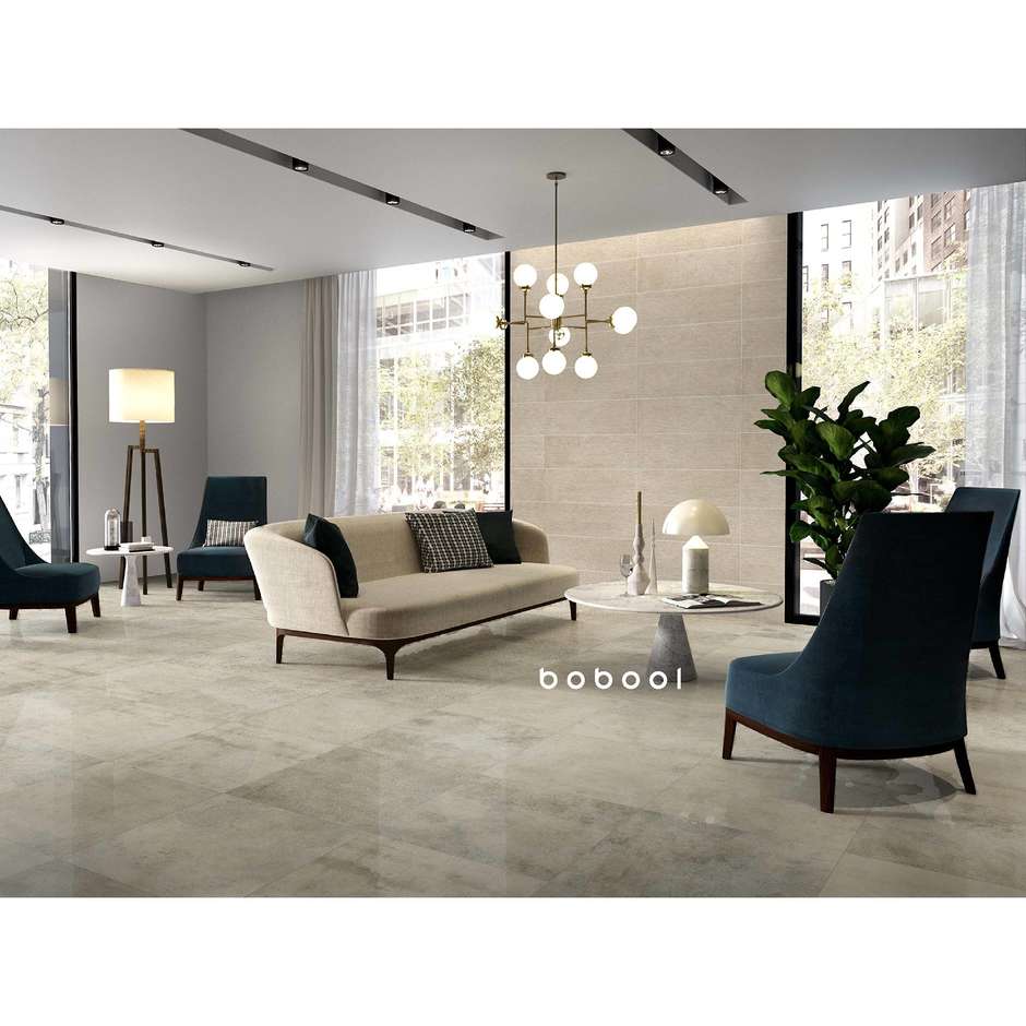 Feinsteinzeug in Betonoptik, geläppt rektifiziert graubeige, Greige, 59,5x59,5 Uptown, Dom Ceramiche