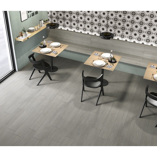 Feinsteinzeug in Holzoptik, aschgrau, 20x120 cm, Ash - Comfort W, Dom Ceramiche