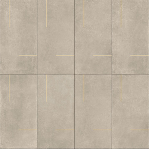 Feinsteinzeug in Schlammbetonoptik mit Messingeinsätzen 60x120cm - Linien 2/B, Ceramica Bardelli