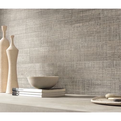 Feinsteinzeug in Stoffoptik, Greige, 9,7x59,5 cm - Fresh, Dom Ceramiche