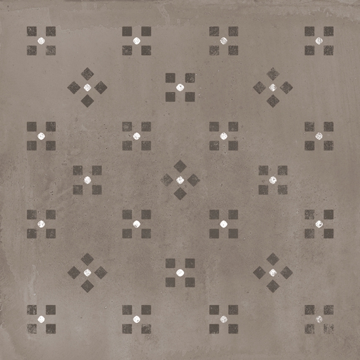 Feinsteinzeug in Tonoptik mit zeitgenössischen Dekorationen, Patchwork Brown 20x20 - Ritual, Ceramica Sant'Agostino