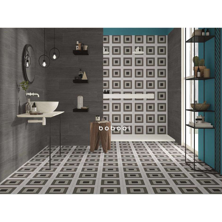 Feinsteinzeug in Zementoptik mit beigem Dekor 25x25 Square - Comfort C, Dom Ceramiche