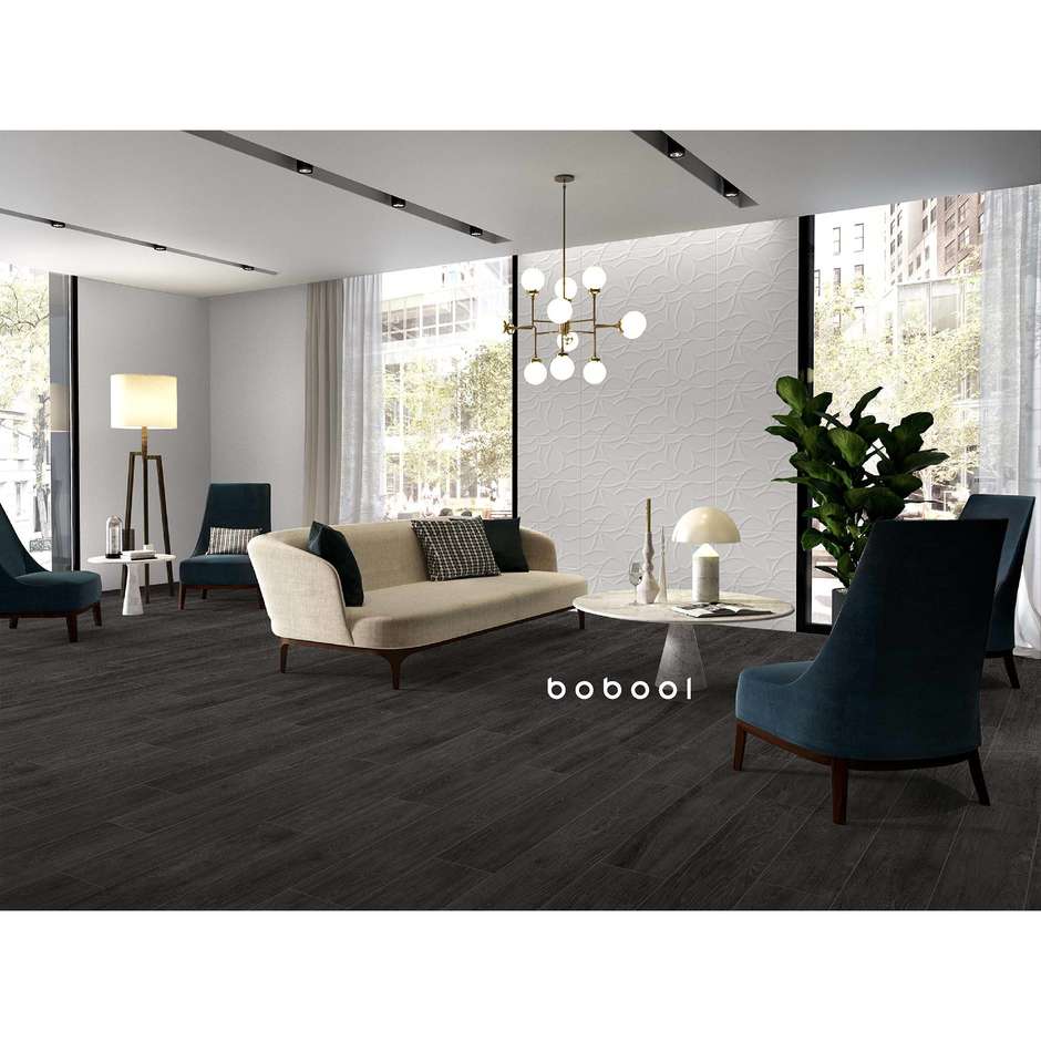 Feinsteinzeug mit dunkler Holzoptik, 20x120 cm, Smoke - Comfort W, Dom Ceramiche