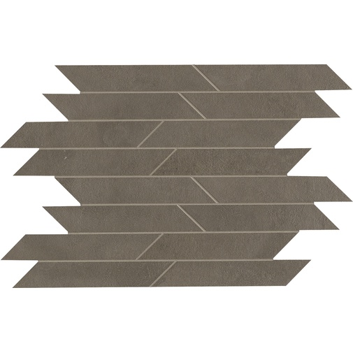 Feinsteinzeug mit Harzeffekt, 29,7x36,5 cm dunkelgraues Mosaik Oblique Tin - Comfort R, Dom Ceramiche