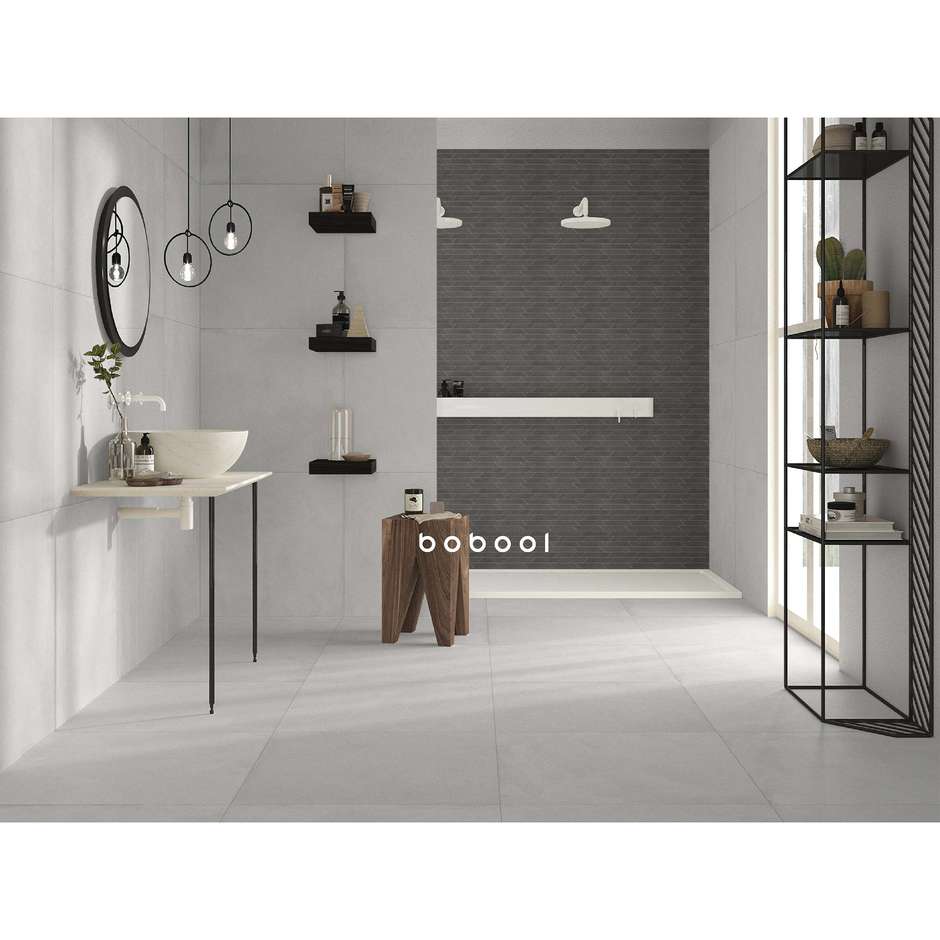 Feinsteinzeug mit Harzeffekt, 29,7x36,5 cm dunkelgraues Mosaik Oblique Tin - Comfort R, Dom Ceramiche