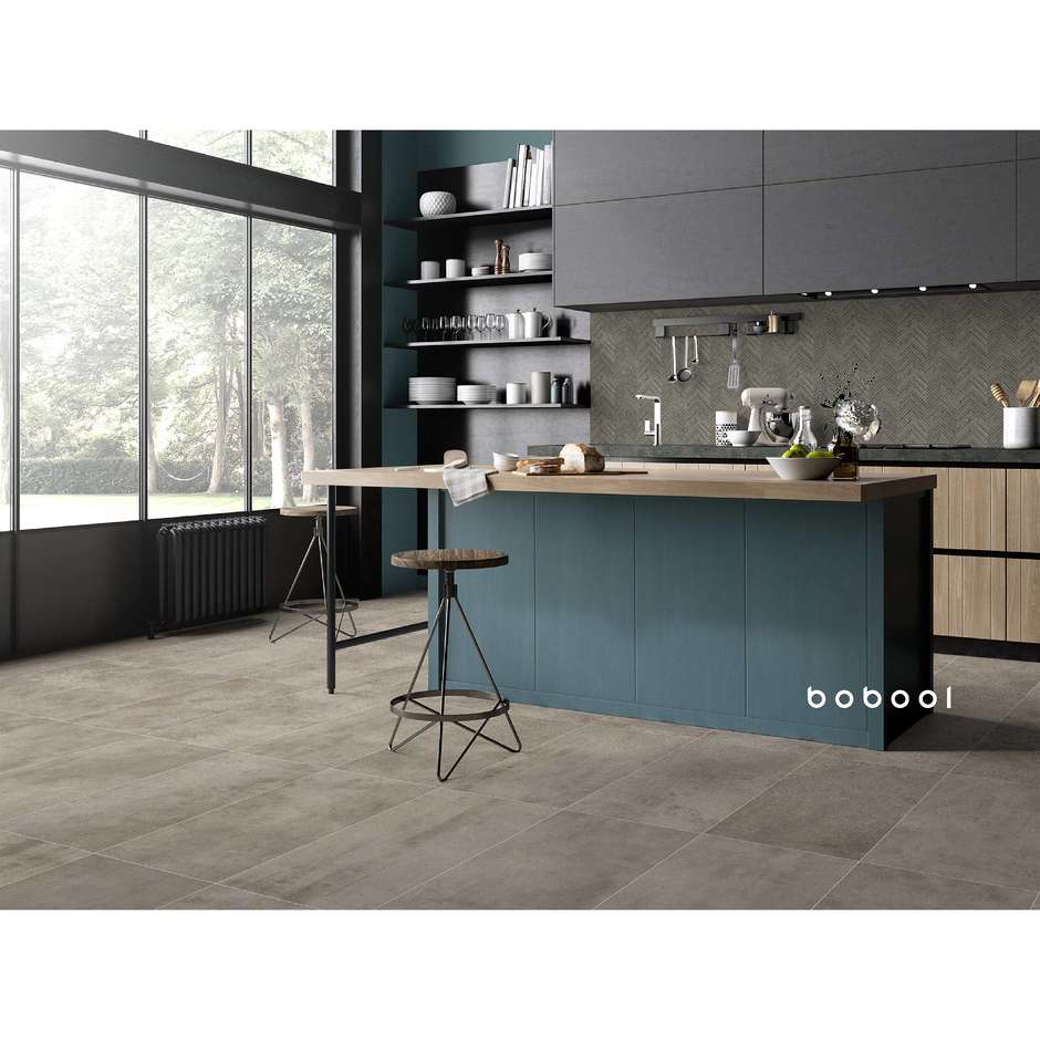 Feinsteinzeug mit natürlicher Holzoptik, geometrisches Fischgrätmuster, 29,1x33,1 cm, Chevron Tin - Comfort W, Dom Ceramiche