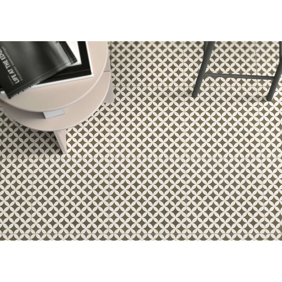 Feinsteinzeug mit Zementoptik, Dekor beige 25x25 Geo - Comfort C, Dom Ceramiche