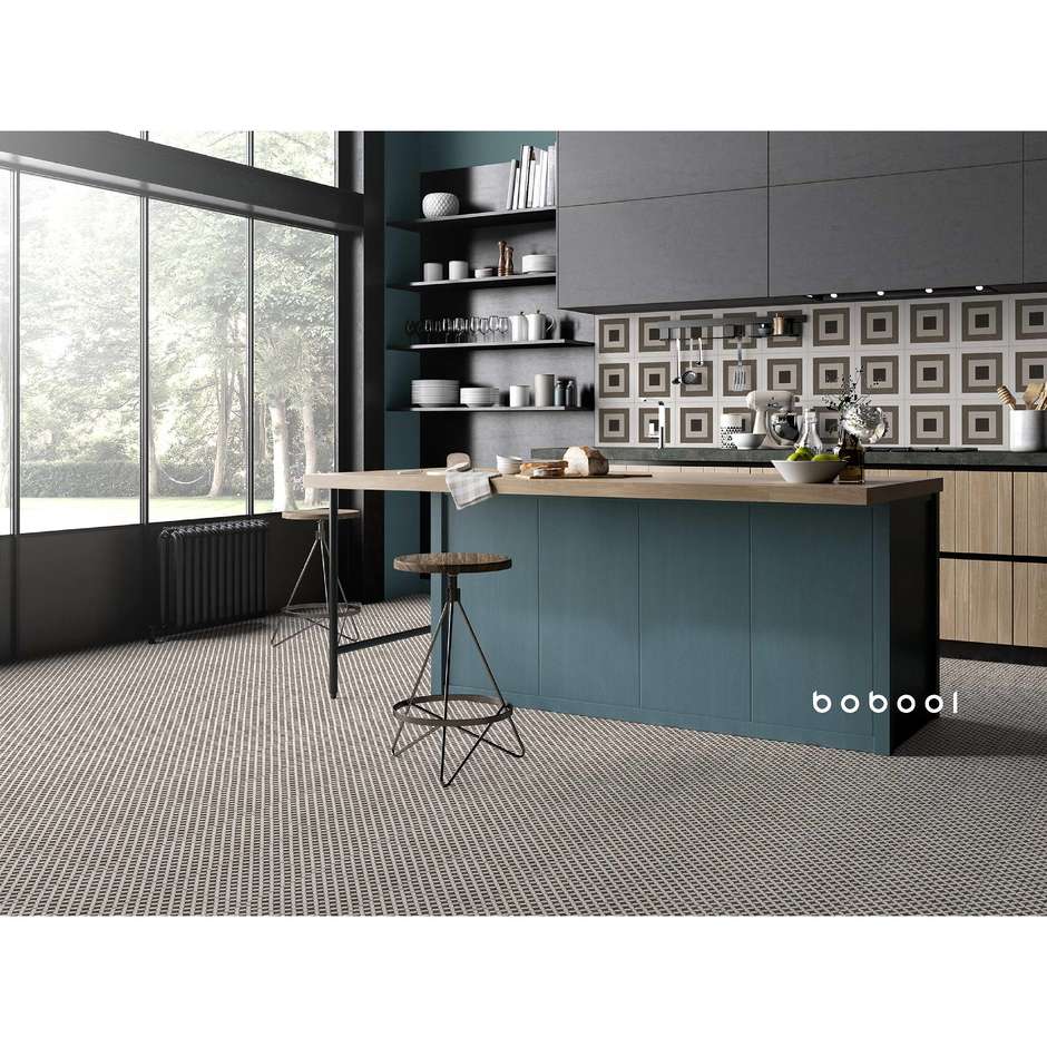 Feinsteinzeug mit Zementoptik, Dekor beige 25x25 Geo - Comfort C, Dom Ceramiche