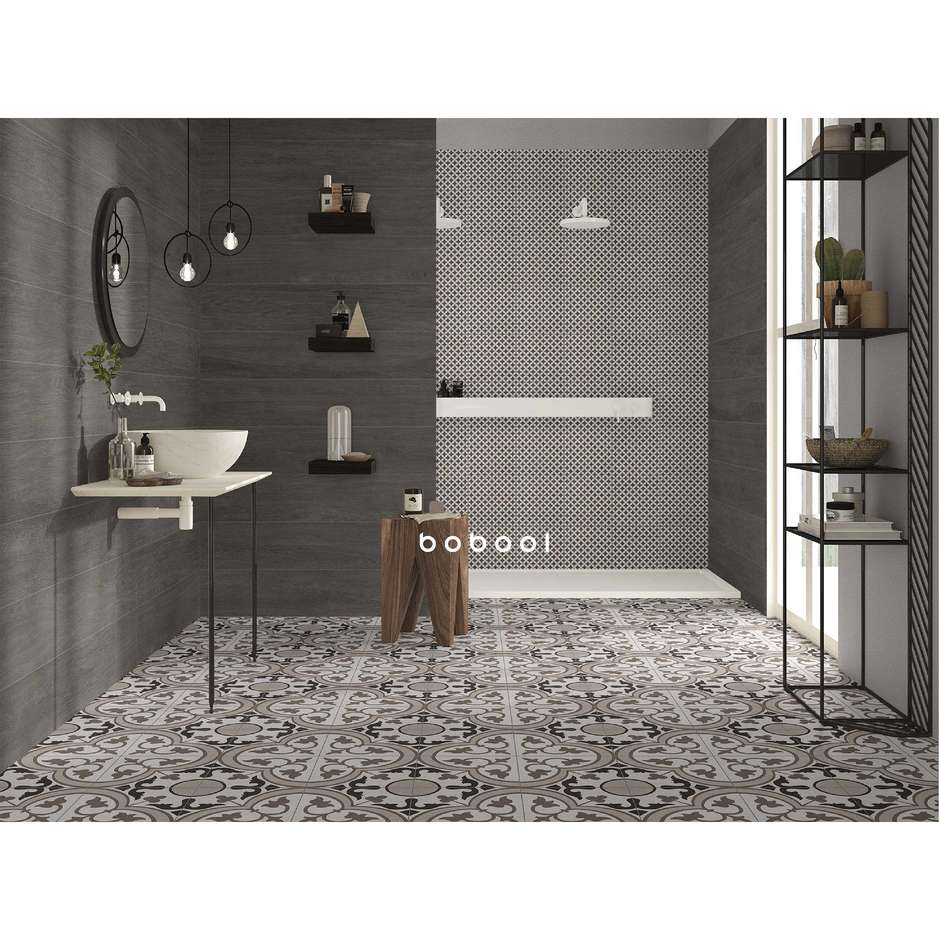 Feinsteinzeug mit Zementoptik, Dekor beige 25x25 Geo - Comfort C, Dom Ceramiche