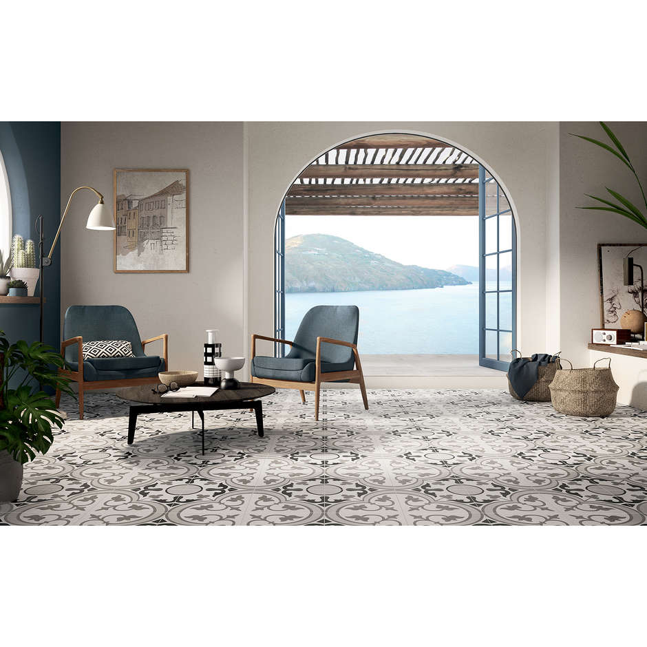 Feinsteinzeug mit Zementoptik, graue Dekoration 25x25 Farbe - Comfort C, Dom Ceramiche