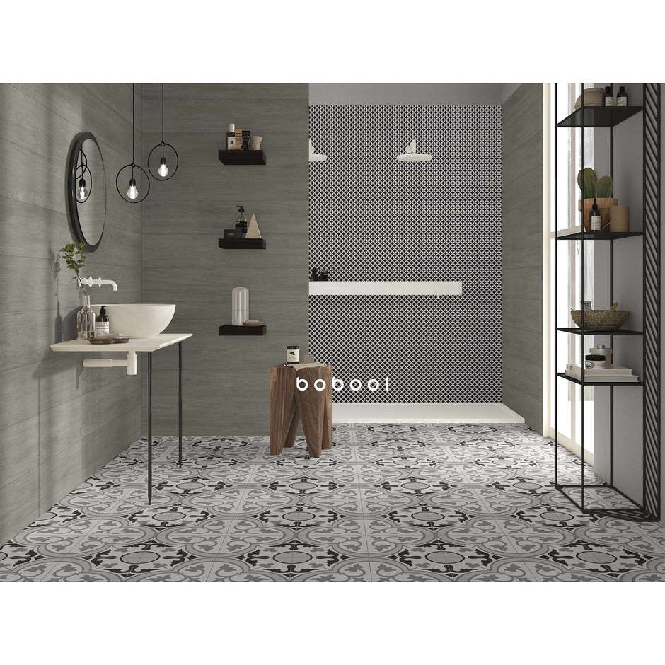 Feinsteinzeug mit Zementoptik, graue Dekoration 25x25 Farbe - Comfort C, Dom Ceramiche
