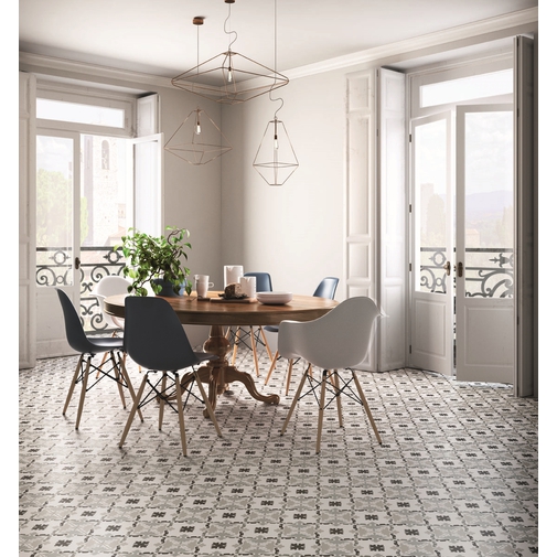 Feinsteinzeugfliese Zementoptik 20x20 cm, Modell 03 - Patchwork B&W, Ceramica Sant'Agostino