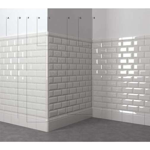 Final strip in glazed stoneware, 5x15 cm, Talco - Metro, Cesi Ceramica