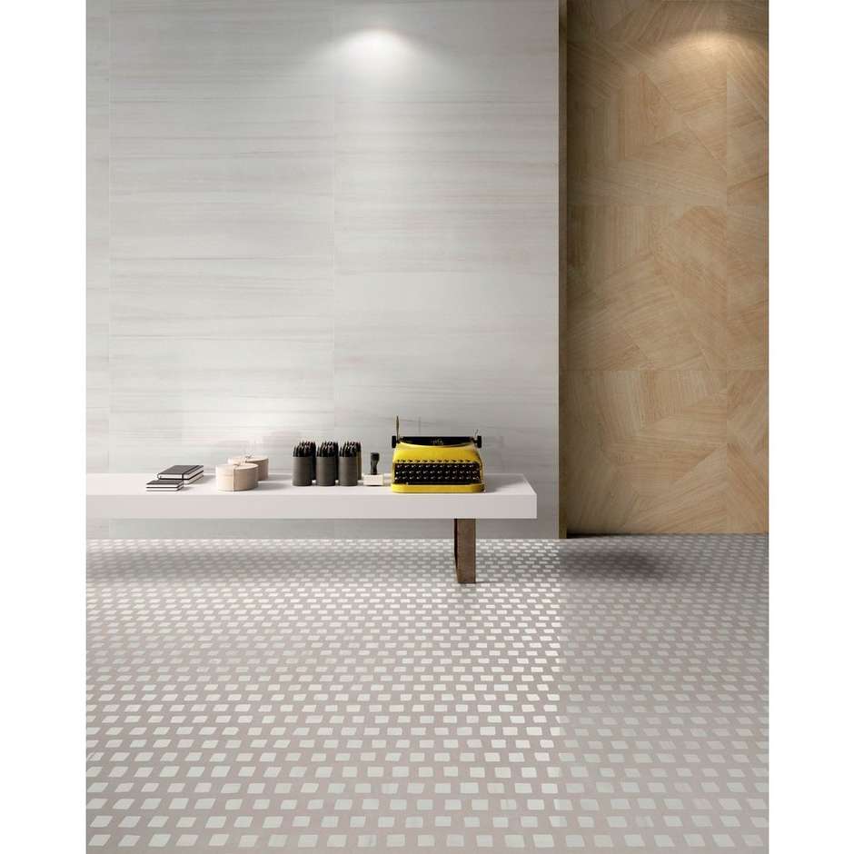 Fliese in Holzoptik mit Intarsien, Metrowood Naturale 90x90 cm - Set, Ceramica Sant'Agostino