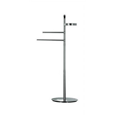 Floor standing bathroom with soap holder, two towel holders in chromed brass - Planets, Colombo Design
