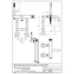 Floor standing bathtub set, spout, diverter and hand shower Millenovecinquanta 4602P Bugnatese