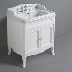 Floor standing unit with retro style straight doors for white AR834 washbasin - Arcade, Simas