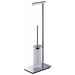 Free standing bathroom with brush holder in opaque glass and roll holder in chromed brass - Square, Colombo Design