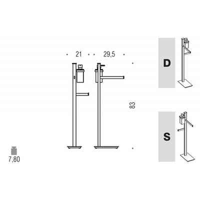 Free standing bathroom with soap dispenser, left hand roll holder and chromed towel holder - Units, Colombo Design