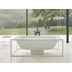 Freestanding bathtub with white steel frame, Bettelux Shape drain column, Bette