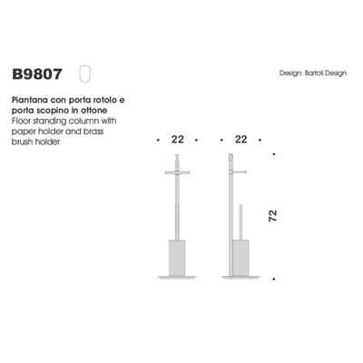 Freistehendes Badezimmer komplett mit Rollenhalter und Toilettenbürstenhalter aus verchromtem Messing - Planets, Colombo Design