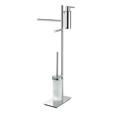 Freistehendes Badezimmer mit Rollenhalter, WC-Bürstenhalter aus Mattglas, Handtuchhalter, Seifenspender - Square, Colombo Design