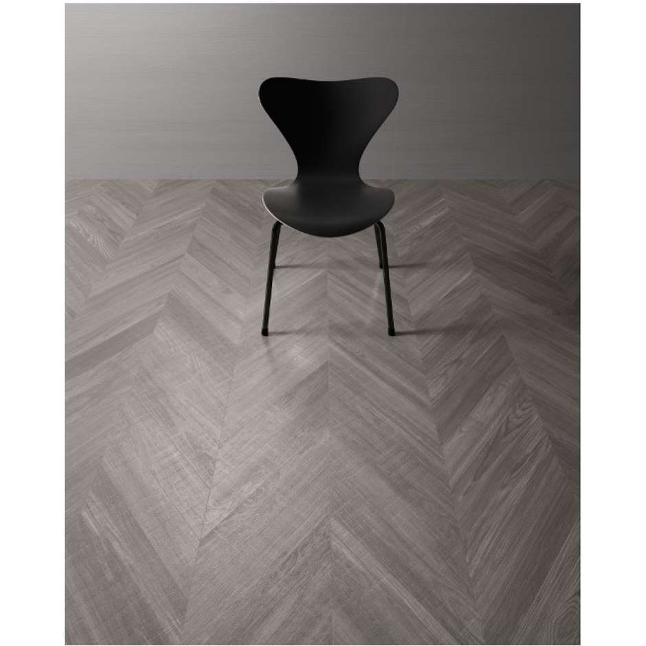 French herringbone wood effect porcelain stoneware (45° spine), Chevron Wood Grey, 9,4x49 cm - Shade, Ceramica Sant'Agostino