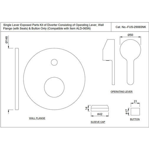 Fusion Jaquar chrome built-in shower mixer with diverter
