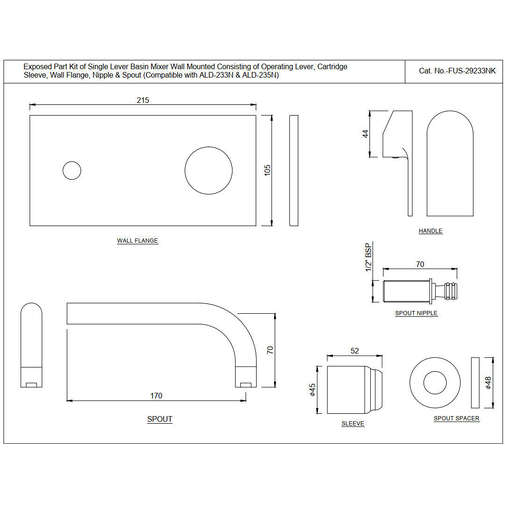 Fusion Jaquar chrome wall mounted basin mixer