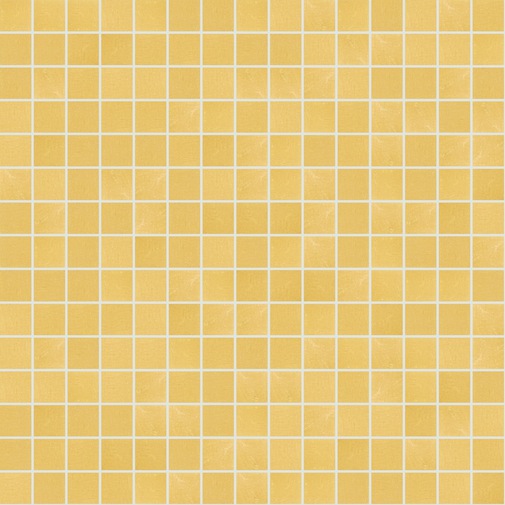 Gelbgold-Blattmosaik, 2x2 cm Steinchen, abgeschrägt, glatter Effekt, mit Montageset 20.2 - Oro Bis, Bisazza