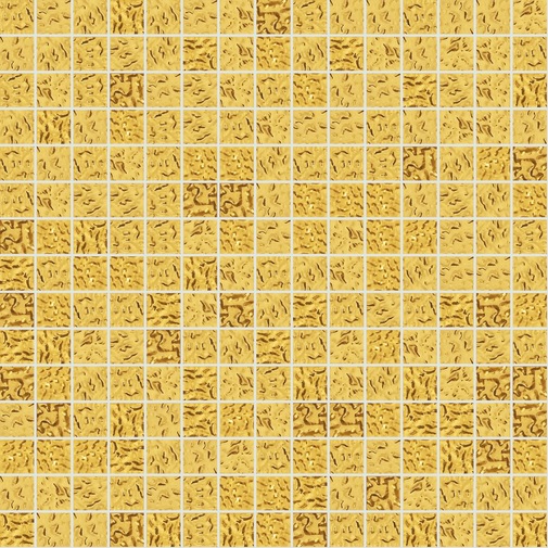 Gelbgold-Blattmosaik, 2x2cm Fliesen, Relief abgeschrägt, mit Montageset, 20.1 - Oro Bis, Bisazza