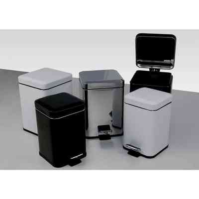 Gettacarta da bagno con chiusura ammortizzata 6 lt, acciaio cromato - Poubelle, Colombo Design 