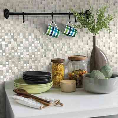 Glass and ceramic wall mosaic, White 30x30 cm - Florida, Boxer