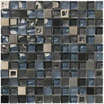 Glass and steel mosaic for cladding, grey/blue Ocean - Baikal, Boxer