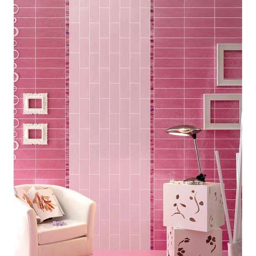 Glazed stoneware wall tile in Delicate Pink 10x30 - Tonalite Soleil