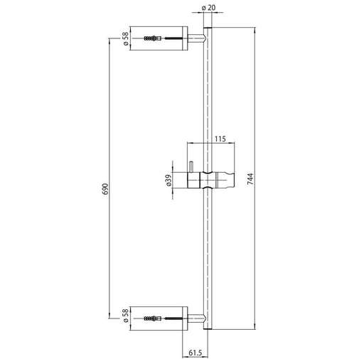 Gleitstange 70 cm wassersparende Anti-Twist-Handbrause - Agua Life, Bossini