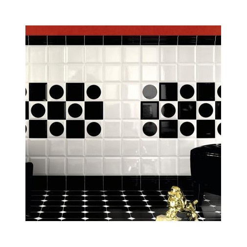 Glossy 15x15 diamond-effect wall tile Black - Diamante, Tonalite