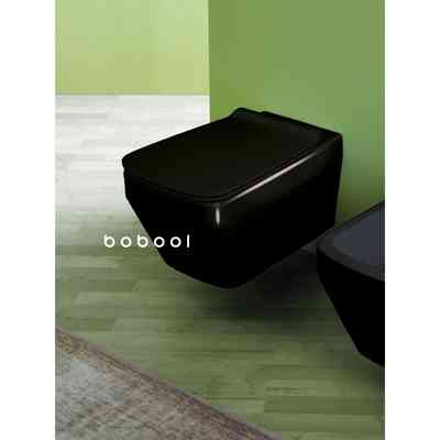 Glossy black modern design rimless wall hung WC - Baden Baden, Simas
