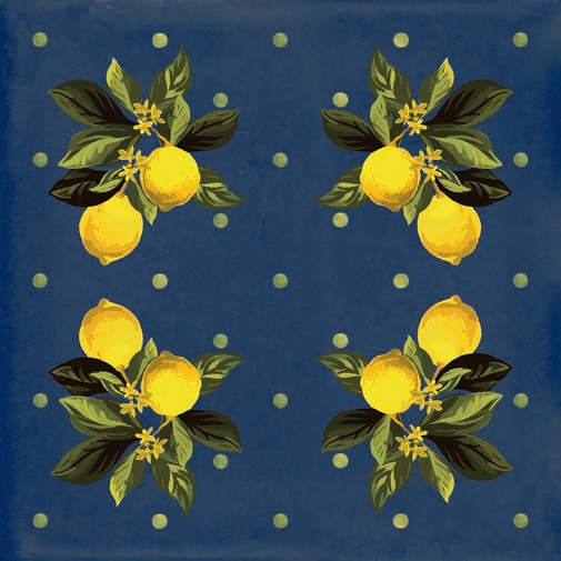 Glossy decorated porcelain stoneware Giardino Blu Mix 20x20cm - Vita, Ceramica Sant'Agostino