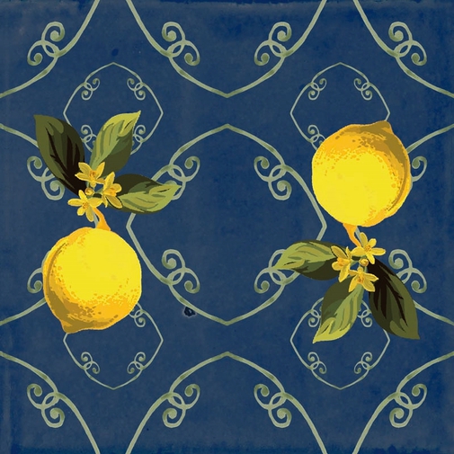 Glossy decorated porcelain stoneware Giardino Blu Mix 20x20cm - Vita, Ceramica Sant'Agostino