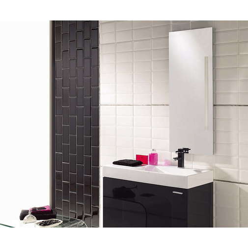 Glossy diamond effect wall tile, Black 10x20 cm - Bissel, Mainzu