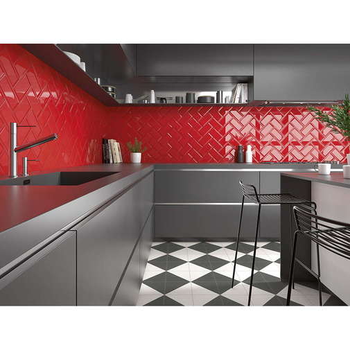 Glossy diamond-effect wall tile, Rubi 10x20 cm - Bissel, Mainzu