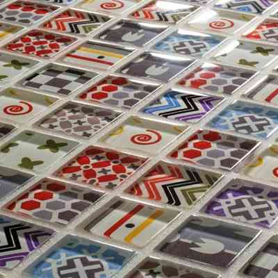 Glossy glass mosaic with multicolor cement effect, Fireworks 29x29 cm - Challenger, Boxer