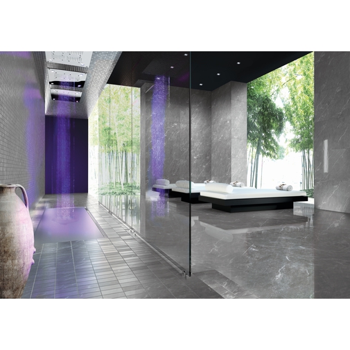 Glossy Gray Bardiglio Imperiale marble-effect porcelain stoneware 29.5x59cm - Marmoker, Casalgrande Padana